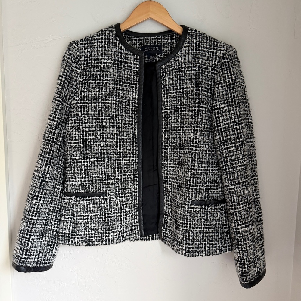 Jones New York Signature Black‎ and White Tweed Jacket Size 12